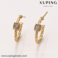 93331 Wholesale simply fashionable women jewelry 18k gold plated hoop earrings with tiny CZ dimond